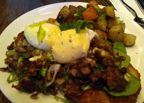 Nick's on Broadway - eggs benny with beef hash